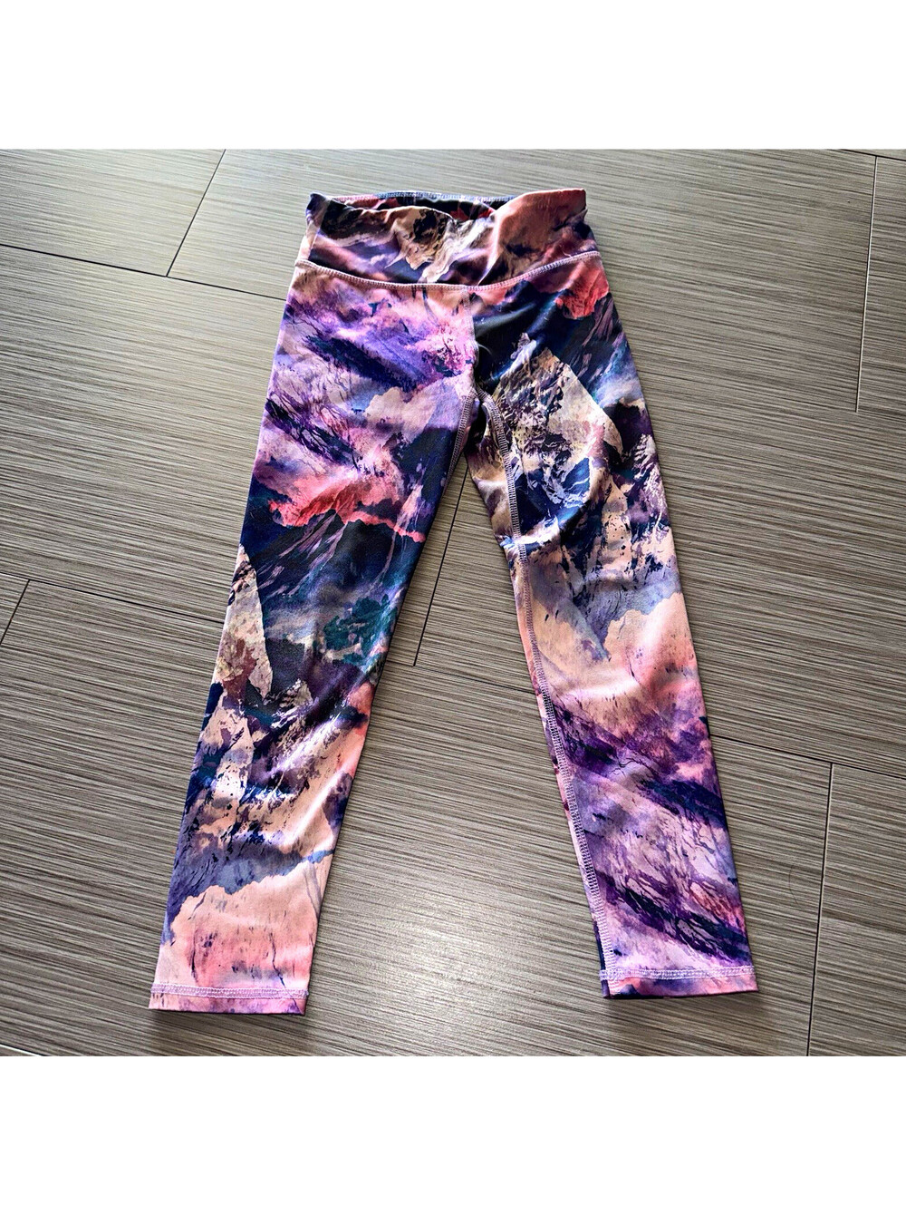 Old Navy Active Go-Dry Girls S (6-7) Abstract Purple Pink Yoga Pull-On Leggings